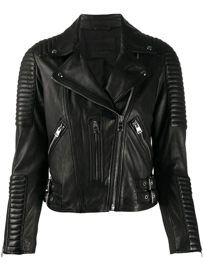 Allsaints Estella Leather Biker Jacket In Black