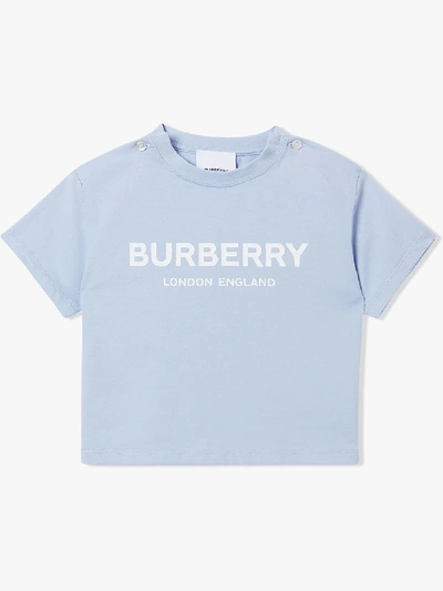 Burberry Babies' Kids Cotton Logo T-shirt (6-24 Months) In Blue