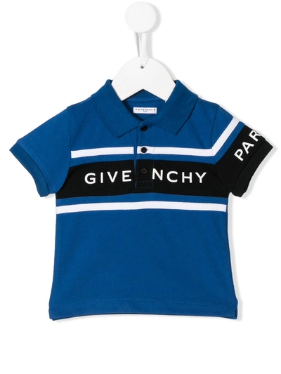 Givenchy Babies' Kids Colour-block Logo Polo Shirt In Blue
