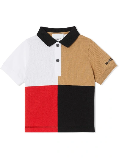 Burberry Babies' Kids Colour-block Polo Shirt In White