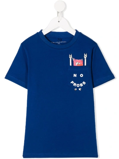 Stella Mccartney Kids' No Probs Monster Print T-shirt In Blue