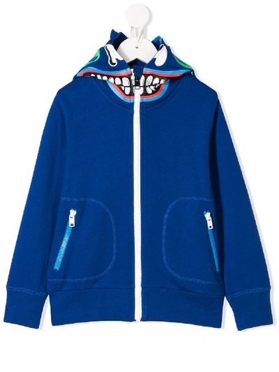 Stella Mccartney Teen Graphic Print Zip-up Hoodie In Blue