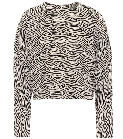 Nanushka Louise Cropped Zebra-print Sweater In Beige