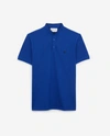 The Kooples Sport Blue Cotton Polo With Officer Collar & Badge In Sonic Blue/black