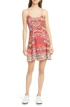 Alice And Olivia Alice + Olivia Ira Spaghetti Strap Flared Dress In Wildflower Bright Poppy