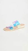 Dolce Vita Payce Demi-wedge Slide Sandals In Silver Iridescent