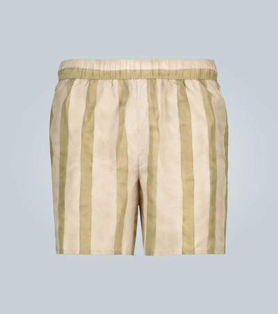 Acne Studios Slim-fit Mid-length Striped Swim Shorts In Beige