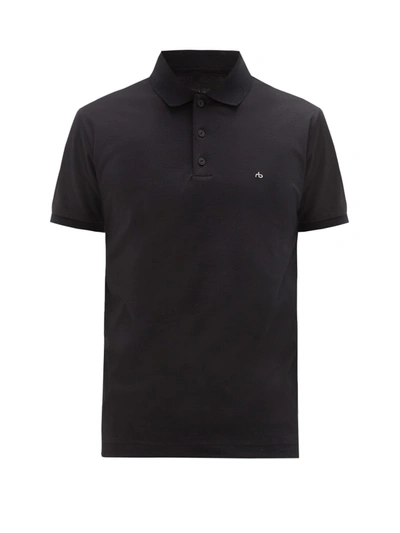 Rag & Bone Slim-fit Logo-embroidered Cotton-jersey Polo Shirt In Black