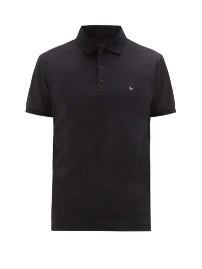 Rag & Bone Logo刺绣棉polo衫 In Black