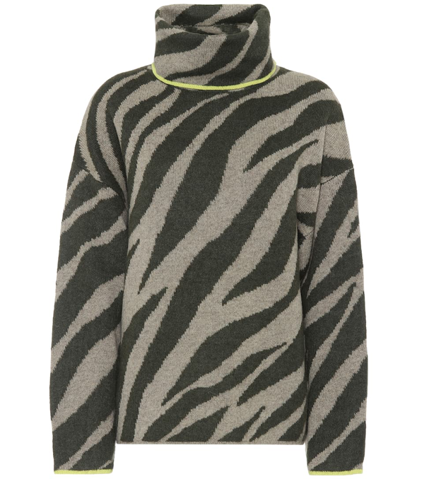 Rag & Bone Kiki Zebra-jacquard Sweater In Green | ModeSens