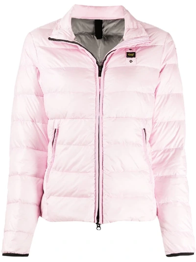 Blauer Classic Logo Zip Pocket Padded Jacket In Rosa