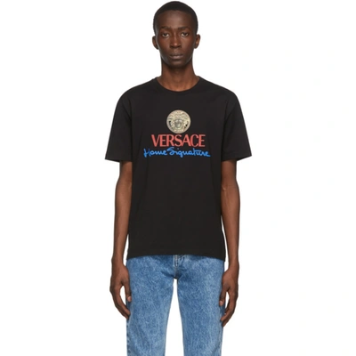Versace Crew Neck T-shirt With Logo In Black