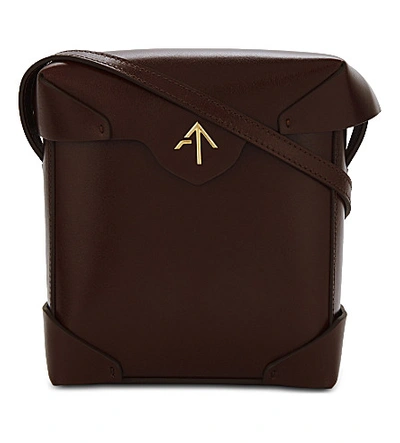 Manu Atelier Mini Pristine Leather Cross-body Bag In Reddish Brown