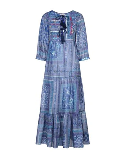 Anjuna Lorella Reversible Embellished Printed Cotton-voile Maxi Dress In Blue