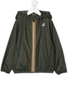 K-way Teen Embroidered Logo Hooded Jacket In Dark Green