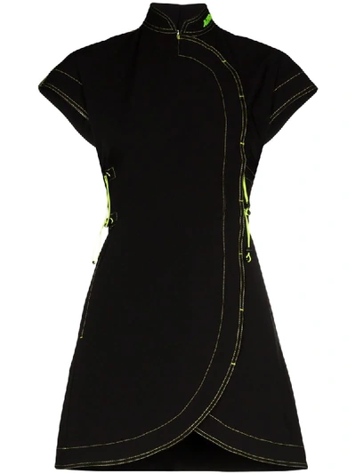 Angel Chen Contrast Stitch Mini Dress In Black