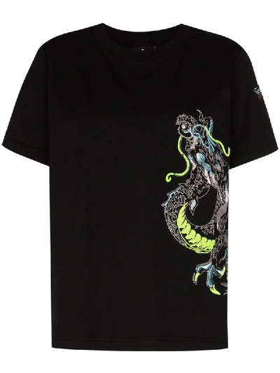 Angel Chen Dragon Embroidered T-shirt In Black