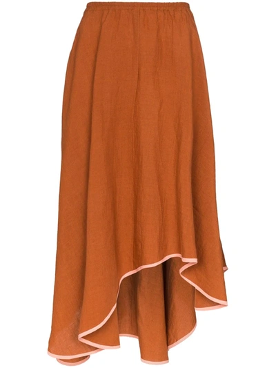 Araks Zelda Asymmetric Midi Skirt In Brown