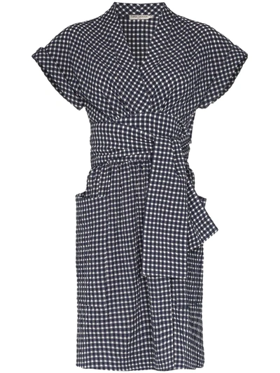 Three Graces Aurora Gingham Print Dress In Blue