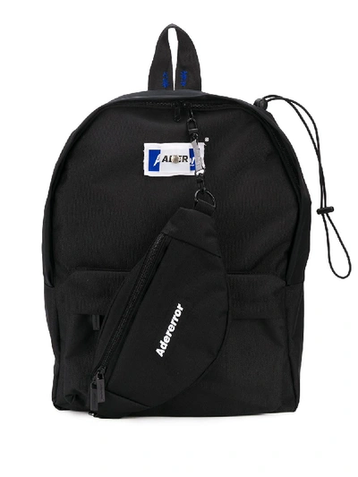 Ader Error Logo-appliquéd Canvas And Shell Backpack And Belt Bag In Black