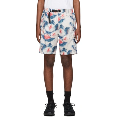 Stussy Wide-leg Belted Tie-dyed Shell Shorts In White,blue,fuchsia