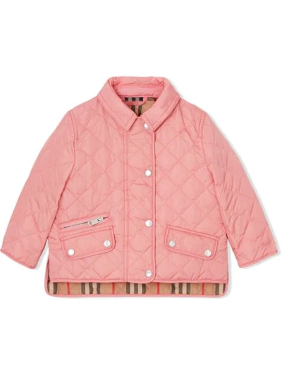 Burberry Babies' Diamond Quilted Jacket In Pink