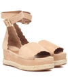 Chloé Lauren Suede Espadrille Platform Sandals In Beige Suede