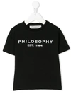 Philosophy Di Lorenzo Serafini Kids' Logo Print Cotton Jersey T-shirt In Black