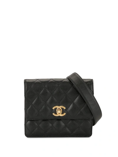 Pre-owned Chanel 1990s Diamond Quilted Belt Bag In Black
