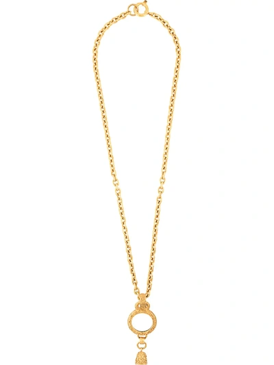 Pre-owned Chanel 1994 Loupe Bell Necklace In Gold