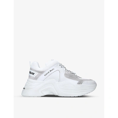 Naked Wolfe Titan Chunky Leather And Mesh Trainers In White
