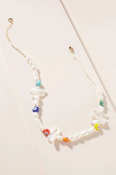 Sandy Hyun Sonia Spirit Eye Pearl Necklace In White