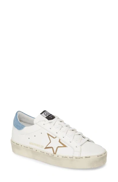 Golden Goose Hi Star Platform Sneaker In White/ Gold/ Outline Star