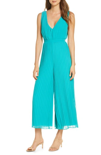 Adelyn Rae Emmerson Culotte Jumpsuit In Bright Aqua