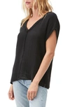 Michael Stars Draya V-neck Gauze Tee In Black