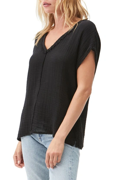 Michael Stars Draya V-neck Gauze Tee In Black