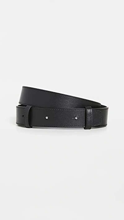 Ganni Slim Leather Belt In Black