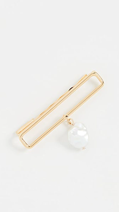 Lelet Ny Single Chain Link Hair Pin With Freshwater Charm In Gold