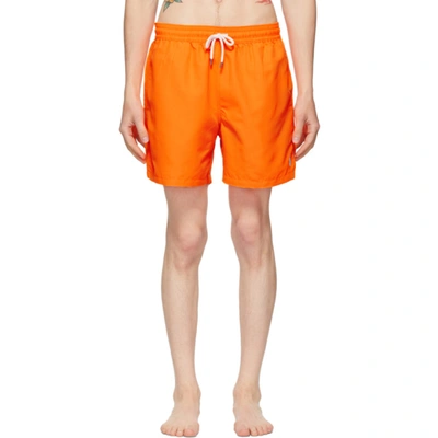 Polo Ralph Lauren Traveler Logo-embroidered Swim Shorts In Orangeflash