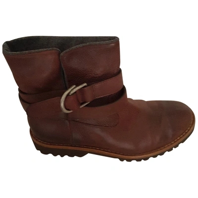 Pre-owned Brunello Cucinelli Leather Biker Boots In Brown
