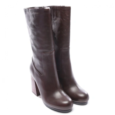 Pre-owned Calvin Klein Leather Boots In Brown