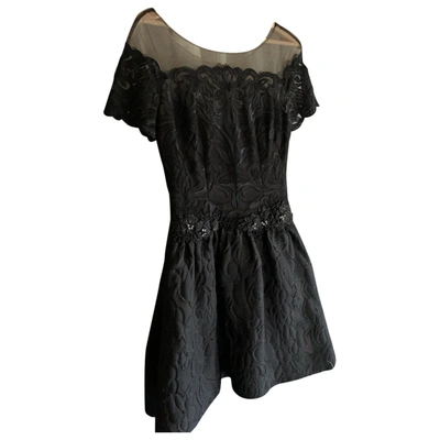 Pre-owned Marchesa Notte Silk Mini Dress In Black