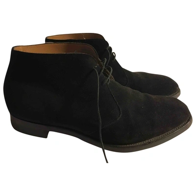 Pre-owned Edward Green Black Suede Lace Ups