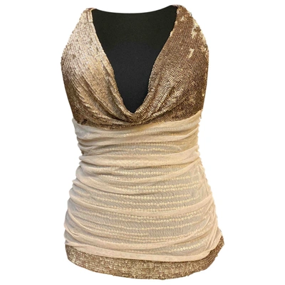 Pre-owned Pinko Glitter Camisole In Gold