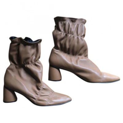 Pre-owned Reike Nen Leather Ankle Boots In Brown