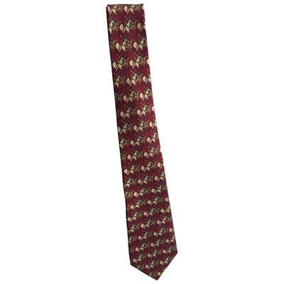 Pre-owned Ferragamo Silk Tie In Burgundy