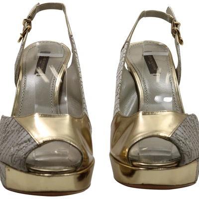 Pre-owned Louis Vuitton Patent Leather Sandals In Gold