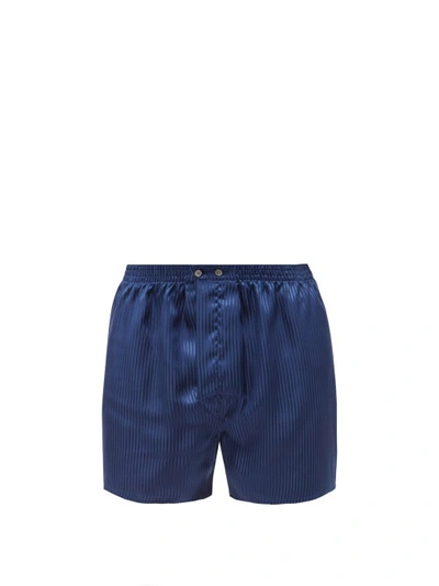 Derek Rose Derek Rose Mens Blue Woburn Classic-fit Silk Boxers