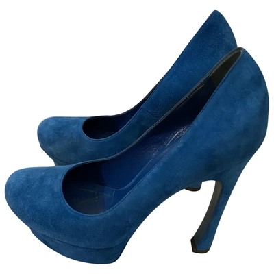 Pre-owned Saint Laurent Palais Heels In Blue