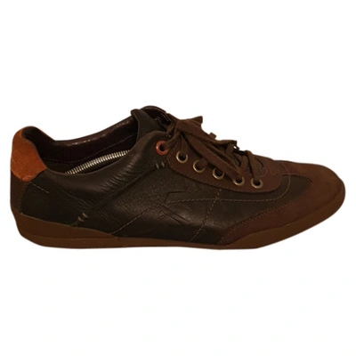 Pre-owned Timberland Leather Low Trainers In Brown